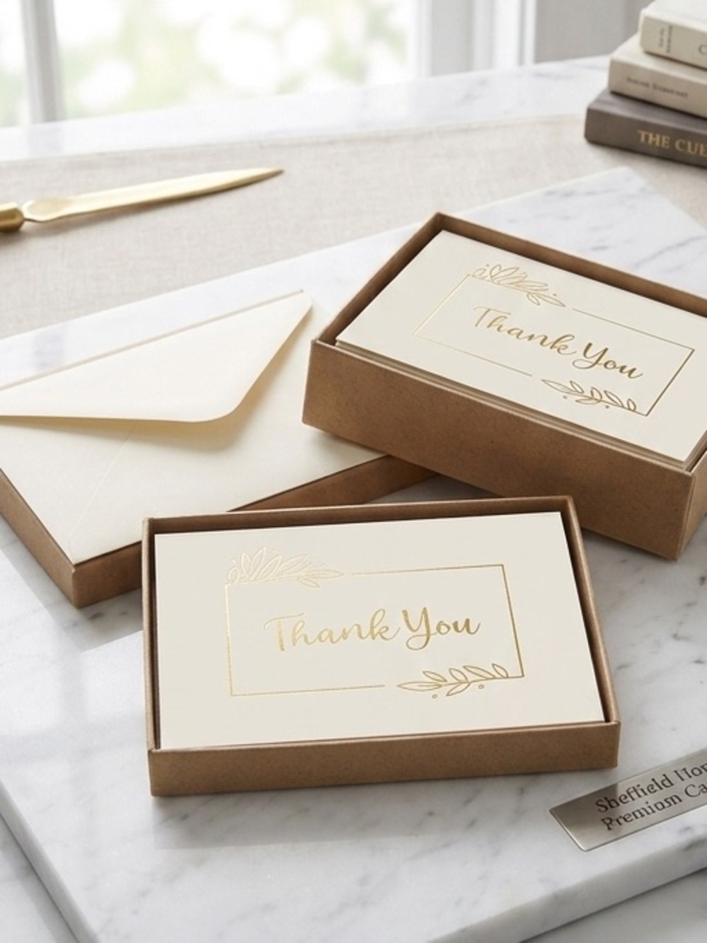 Sheffield Home White Thank You Note Cards with Gold Foil